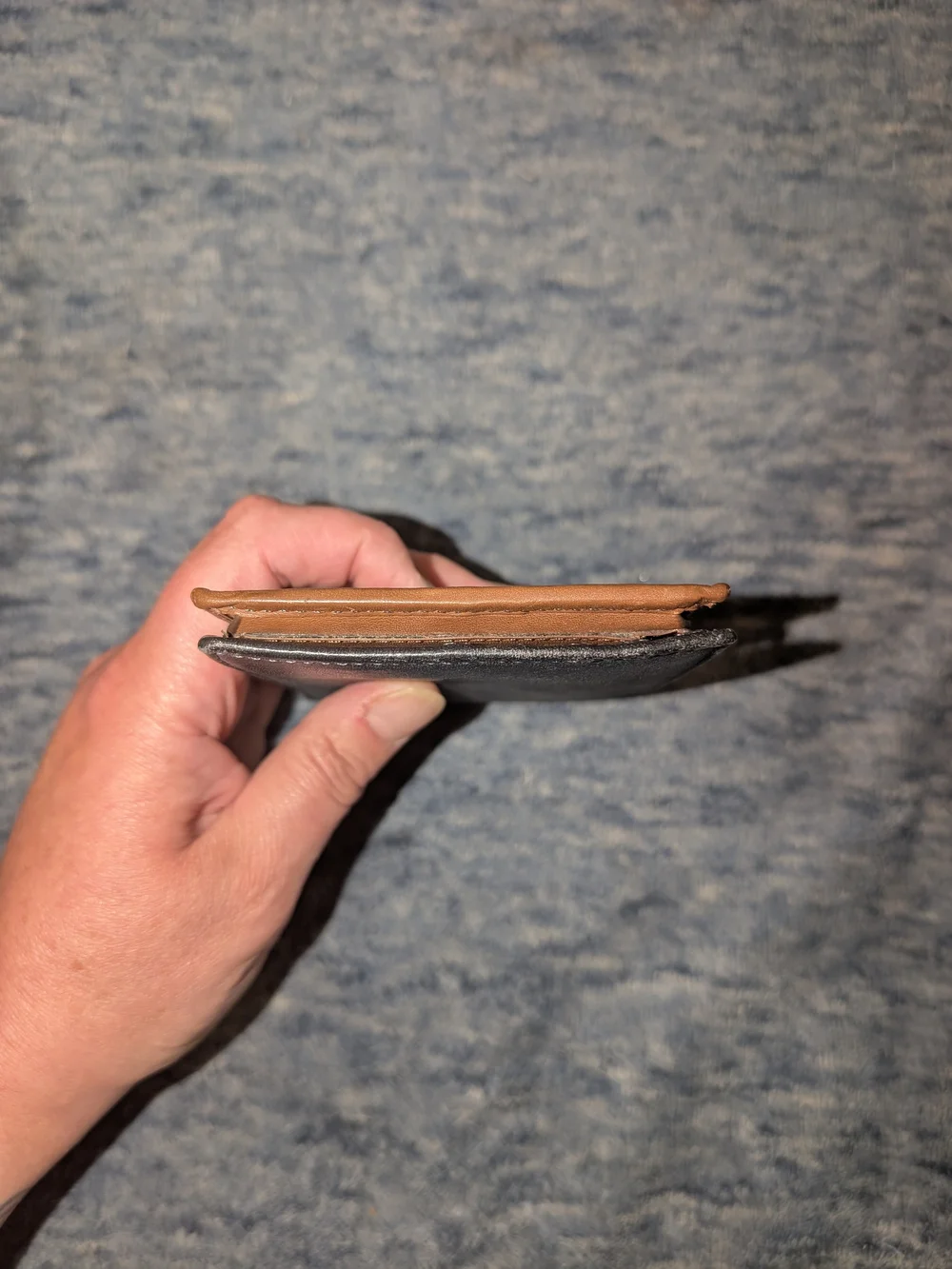 Fossil Two-Tone Tan and Black Leather Bifold Wallet